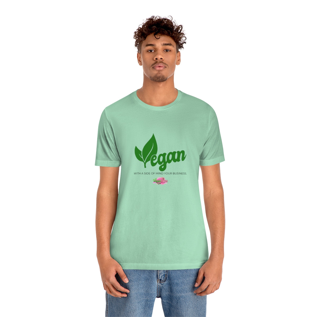 Vegan with a Side of Mind your Business Unisex Soft Jersey Short Sleeve Tee