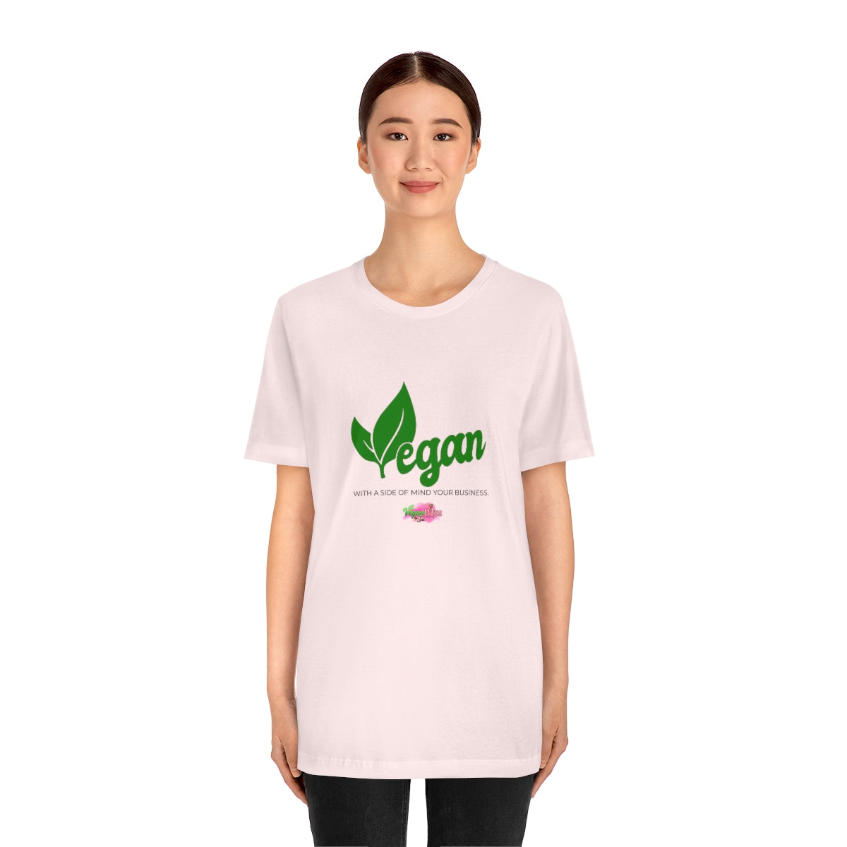 Vegan with a Side of Mind your Business Unisex Soft Jersey Short Sleeve Tee