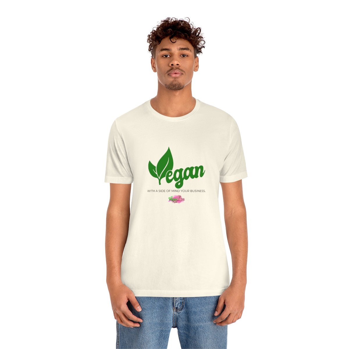 Vegan with a Side of Mind your Business Unisex Soft Jersey Short Sleeve Tee